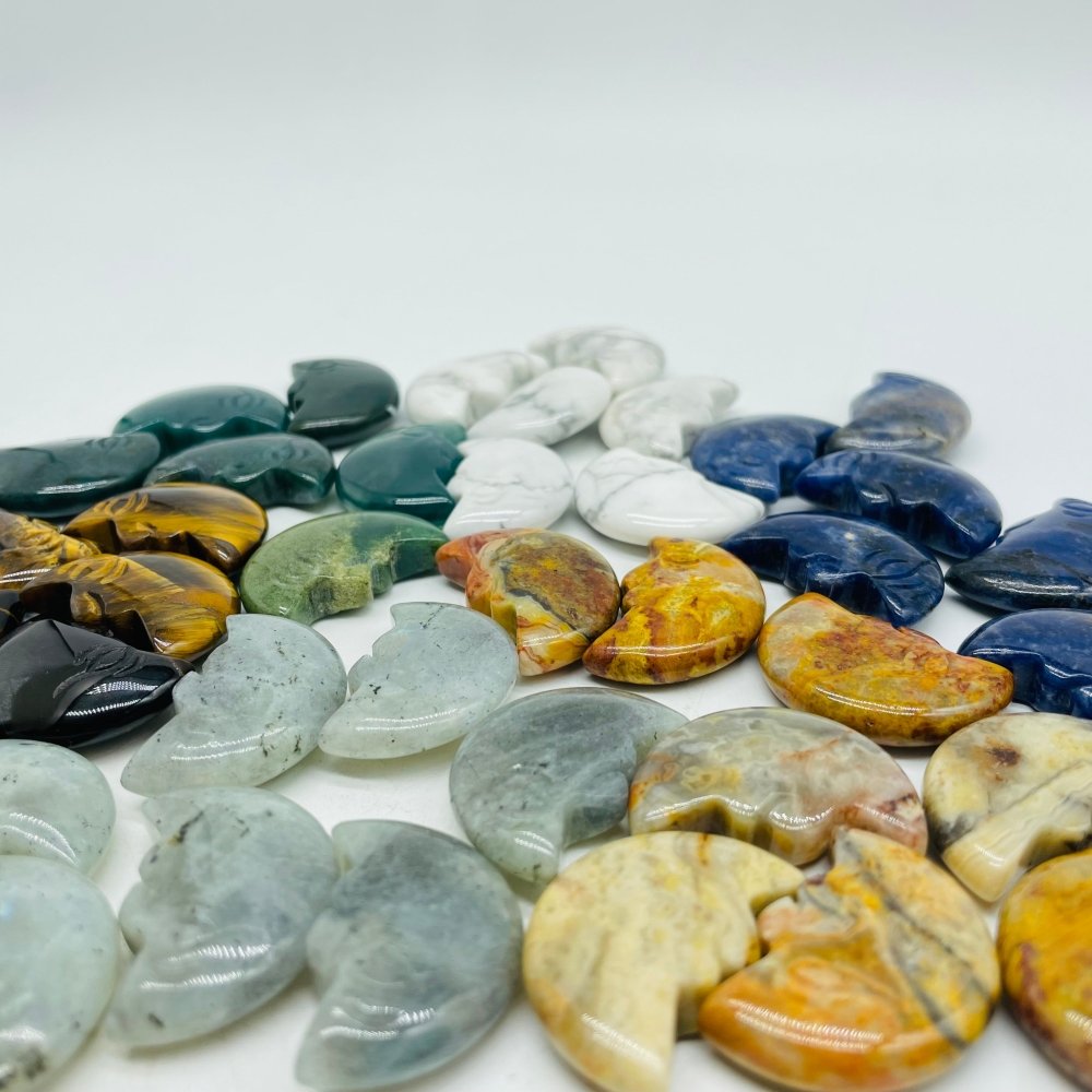 5 Types Moon Face Stone Crazy Agate & Labradorite Carving Wholesale -Wholesale Crystals
