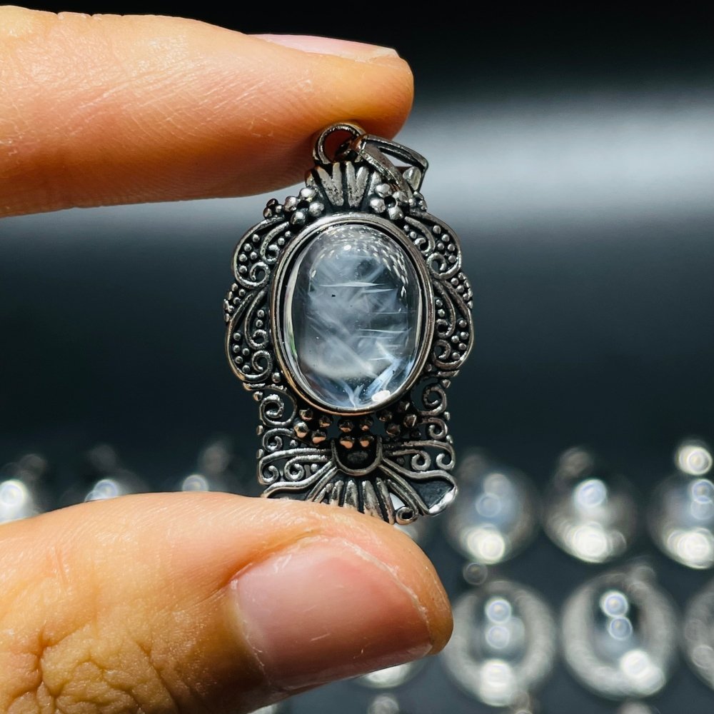 58 Pieces High Grade Blue Angel Feather Quartz Pendant -Wholesale Crystals