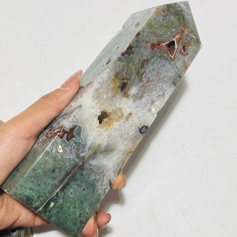 6 Pieces Beautiful Geode Druzy Ocean Jasper Large Tower -Wholesale Crystals