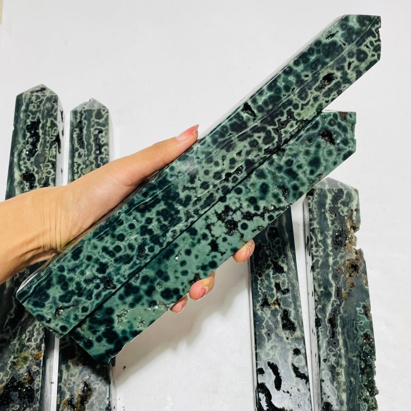 6 Pieces High Quality Large Green Sea Jasper Druzy Tower -Wholesale Crystals