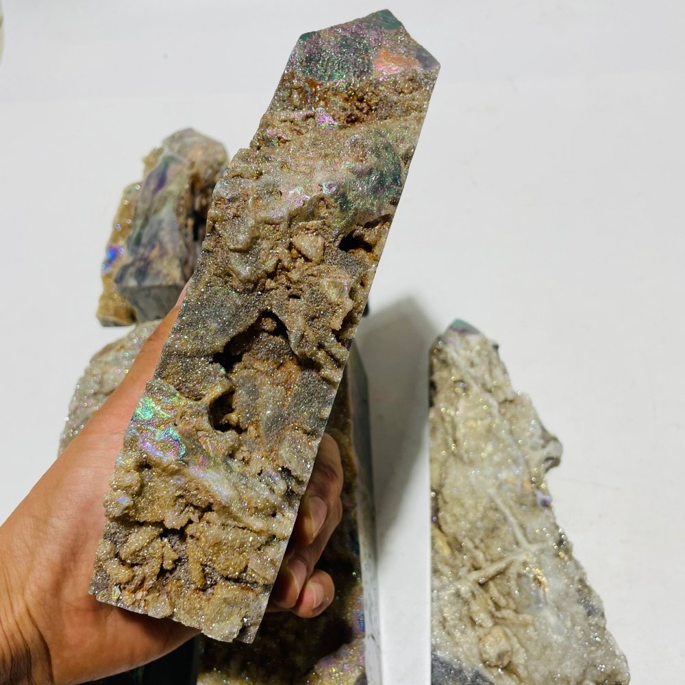 6 Pieces Large Aura Druzy Sphalerite Tower -Wholesale Crystals