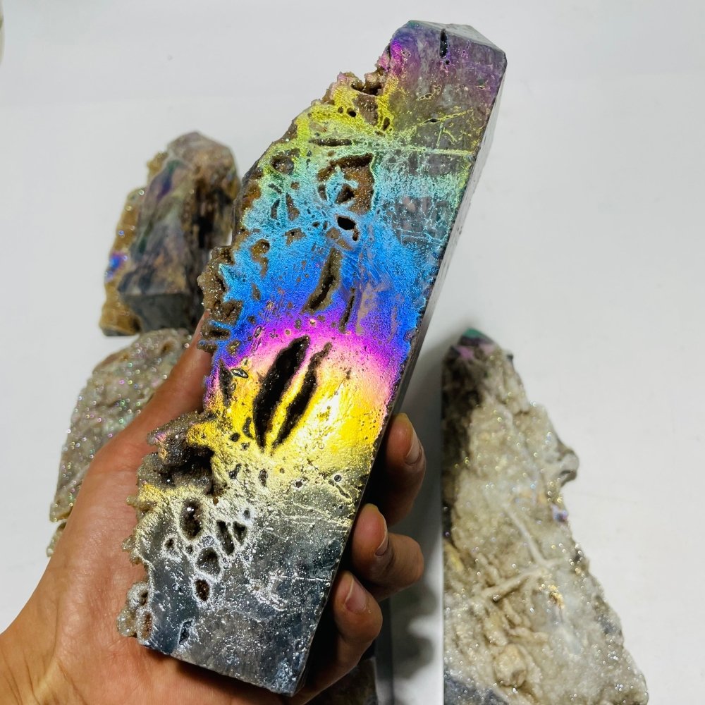 6 Pieces Large Aura Druzy Sphalerite Tower -Wholesale Crystals