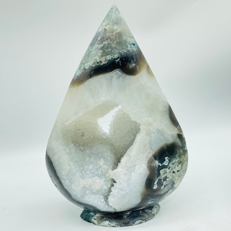 6 Pieces Large Geode Druzy Moss Agate Arrow Head - Wholesale Crystals