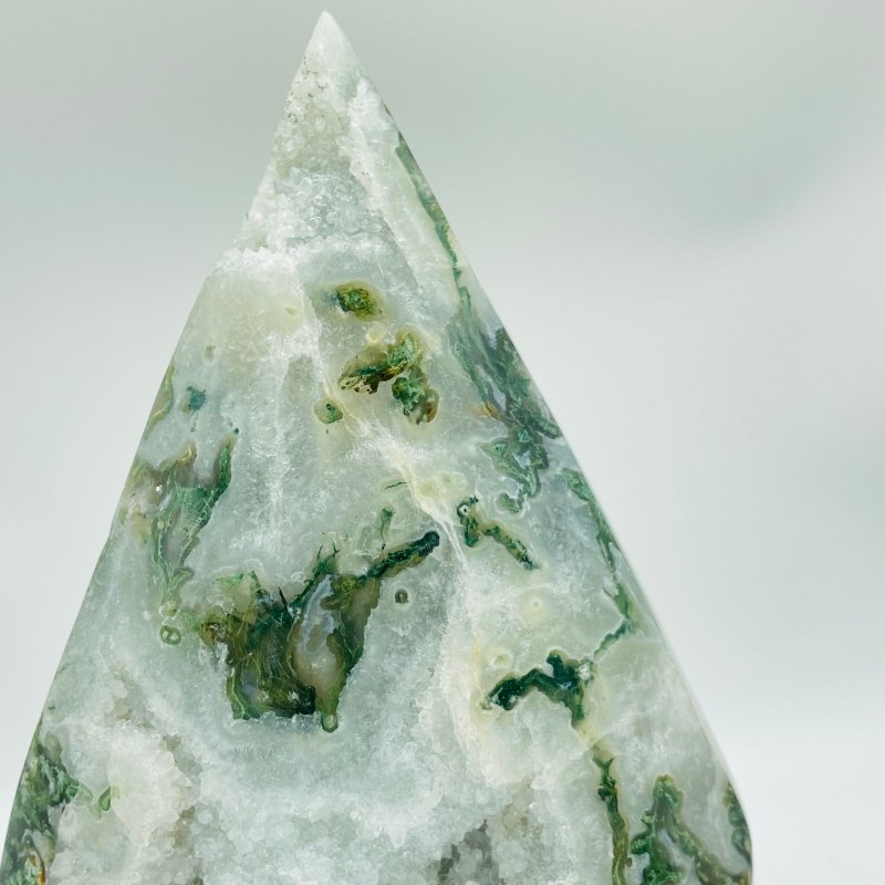 6 Pieces Large Geode Druzy Moss Agate Arrow Head - Wholesale Crystals