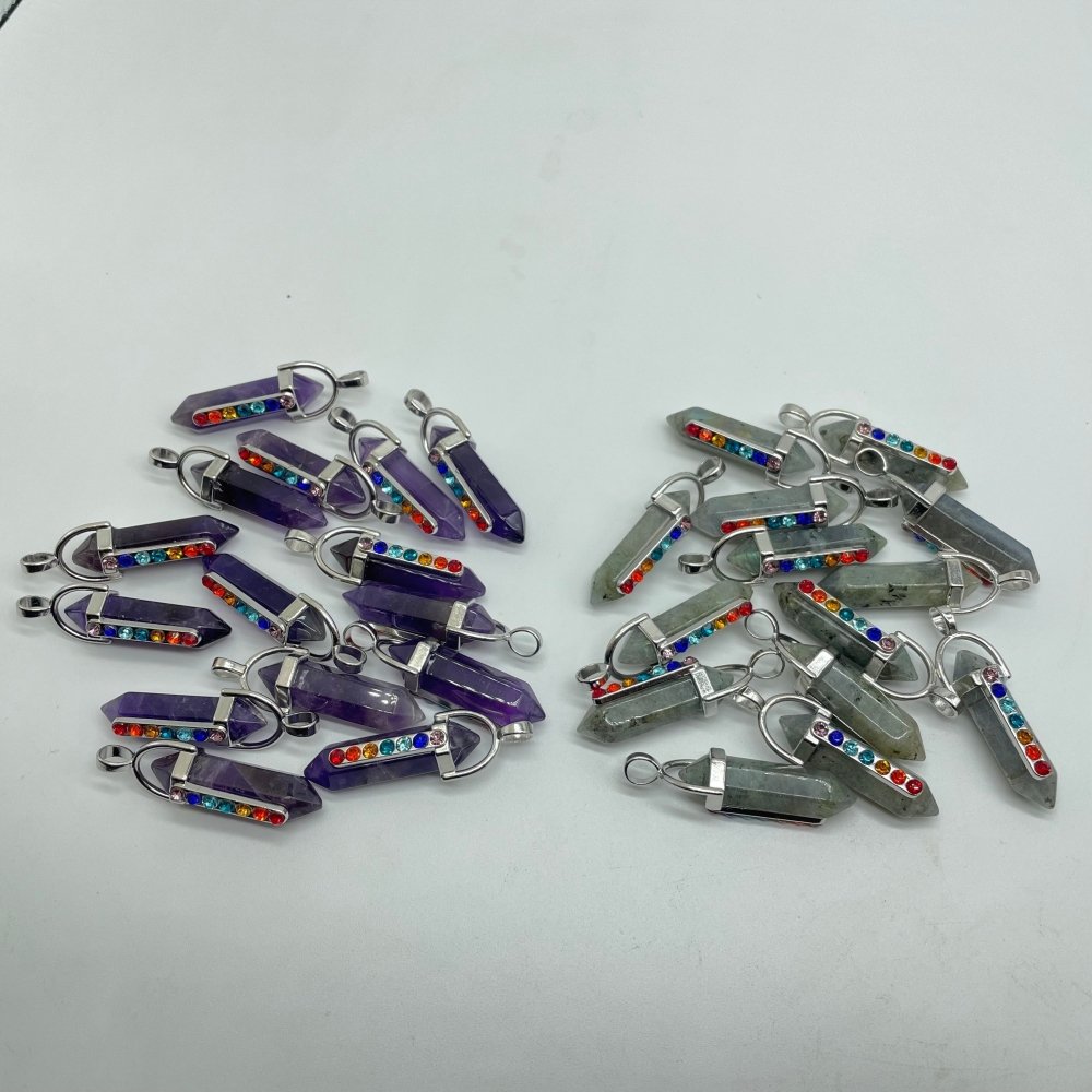 7 Chakras Amethyst&Labradorite Double Point Pendant Wholesale -Wholesale Crystals