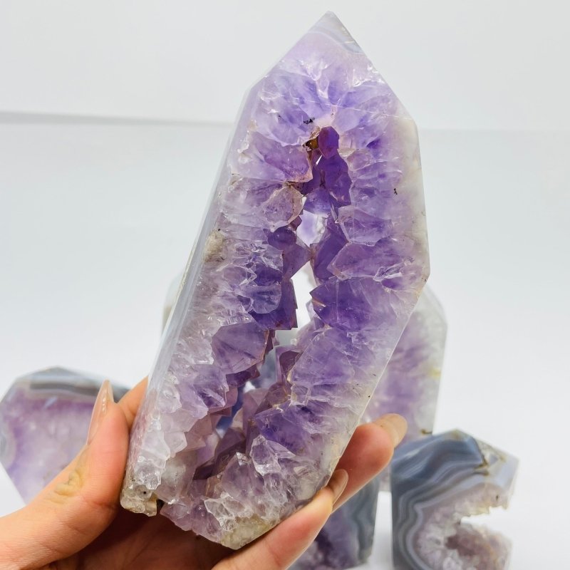 7 Pieces Geode Amethyst Agate Tower Points -Wholesale Crystals