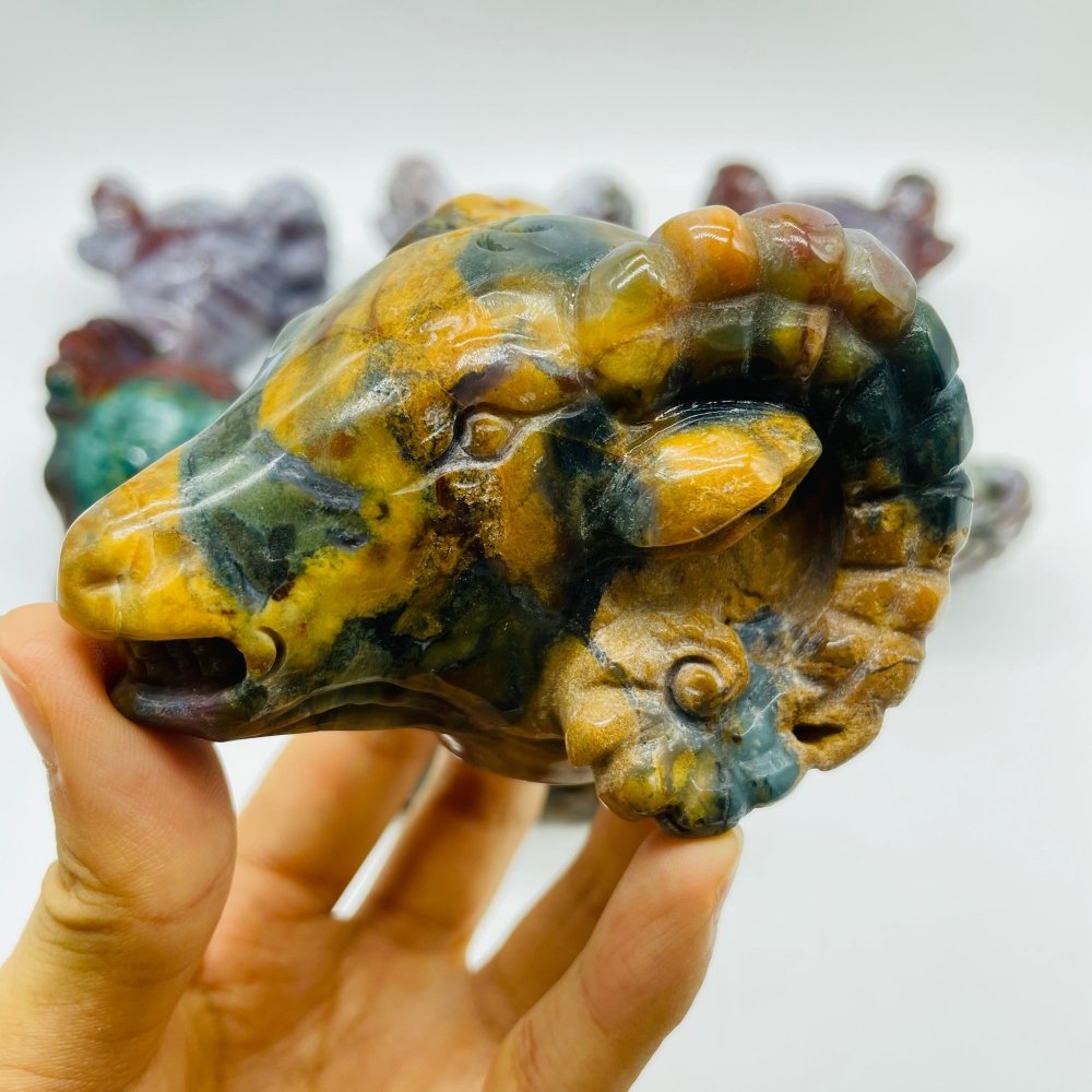 7 Pieces Ocean Jasper Goat Head Carving -Wholesale Crystals