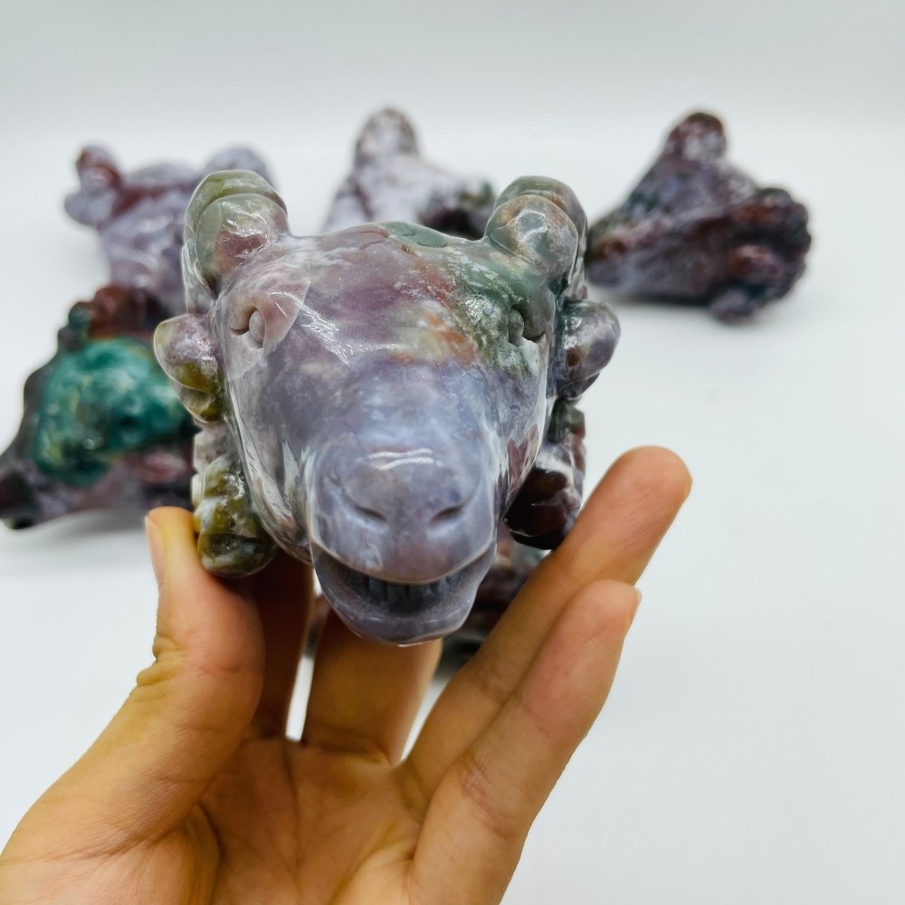 7 Pieces Ocean Jasper Goat Head Carving -Wholesale Crystals