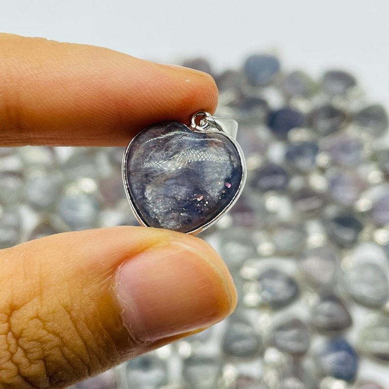 77 Pieces Cordierite Stone Heart Pendant -Wholesale Crystals