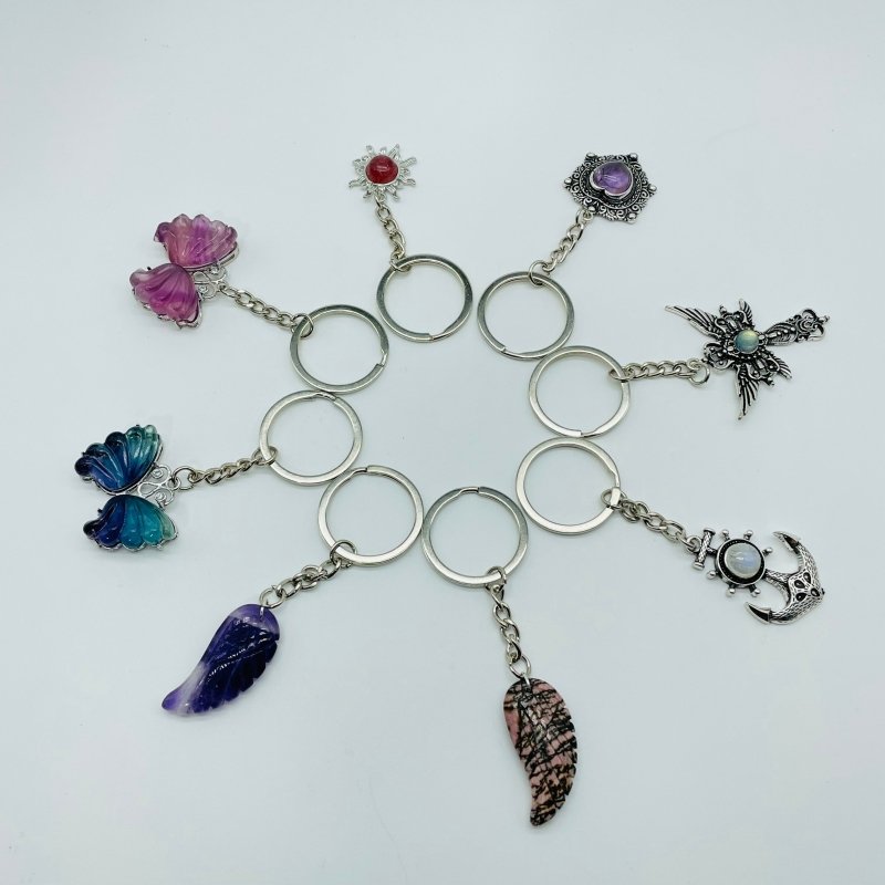 8 Types Crystal Keychain Stone Carving Wholesale Wing Heart Shape - Wholesale Crystals