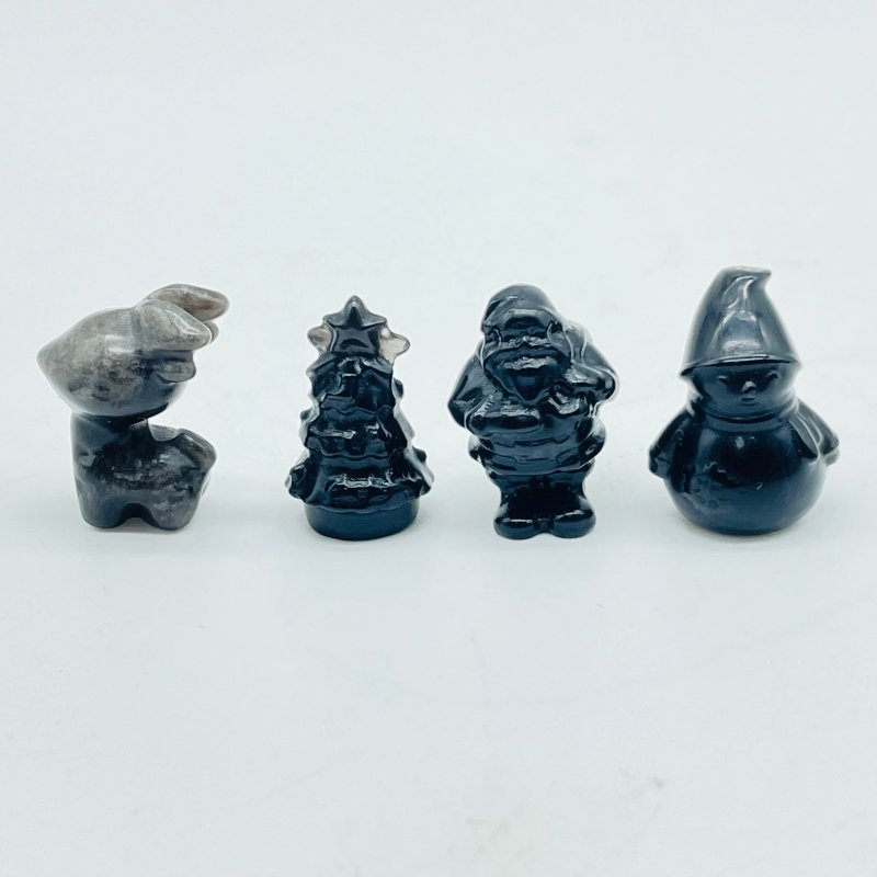 8 Types Mini Black Obsidian Christmas Carving Wholesale Apple Santa Claus Penguin - Wholesale Crystals