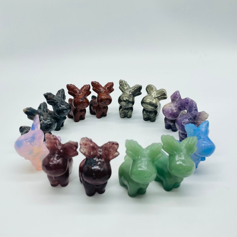 8Types Christmas Moose Carving Crystal Wholesale Lepidolite Pyrite -Wholesale Crystals