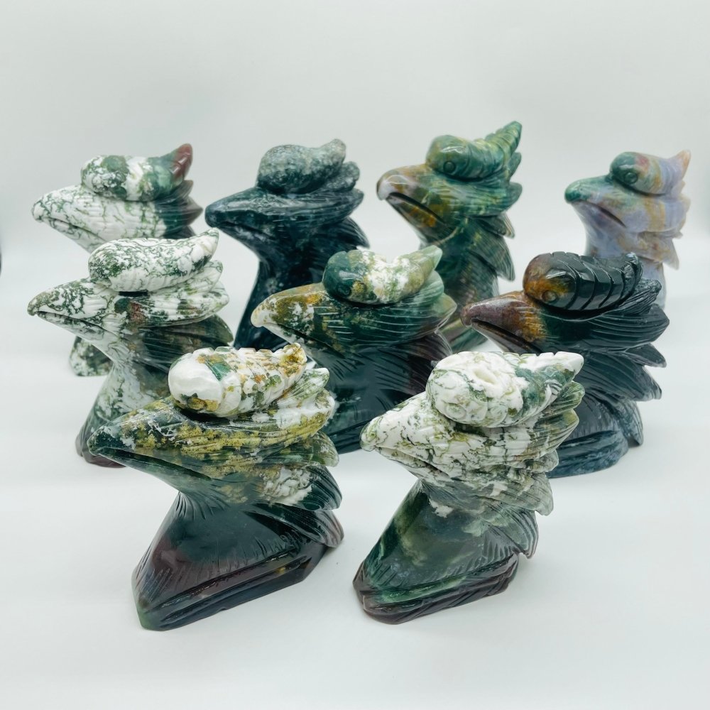 9 Pieces Ocean Jasper Rhyticeros Undulatus Birds Carving -Wholesale Crystals