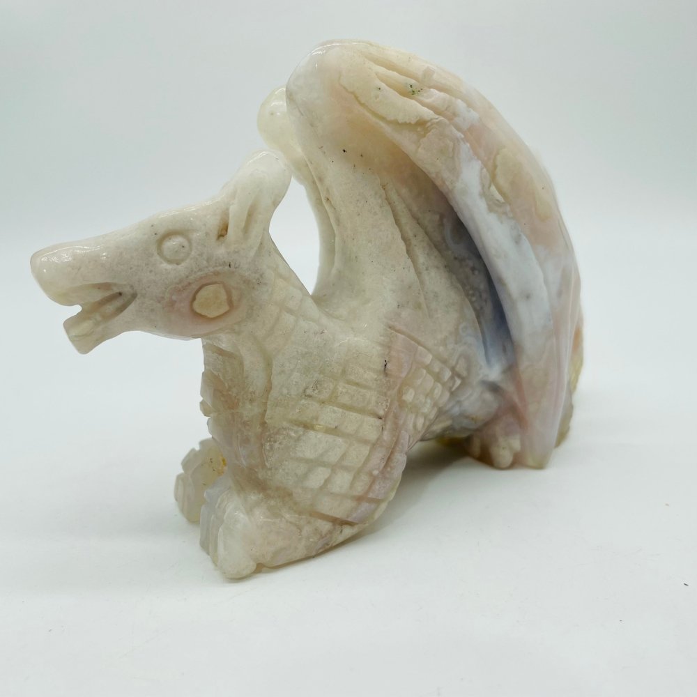 Sakura Flower Agate Flying Dragon Carving -Wholesale Crystals
