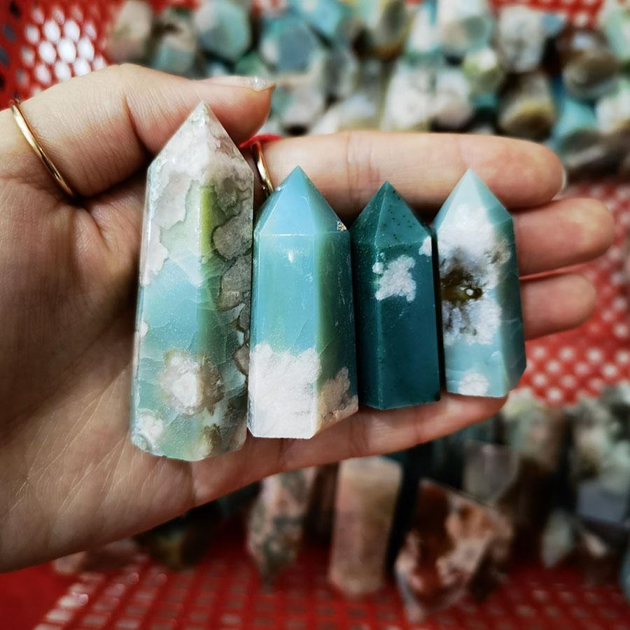 Green Sakura Agate Point Rare -Wholesale Crystals