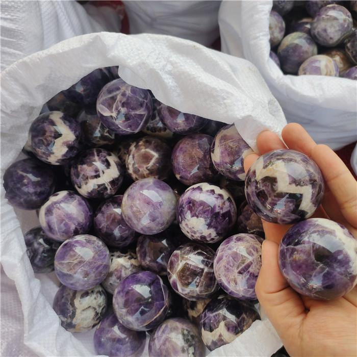 amethyst chevron sphere ball 1.5-2.5in(4-6.2cm) -Wholesale Crystals