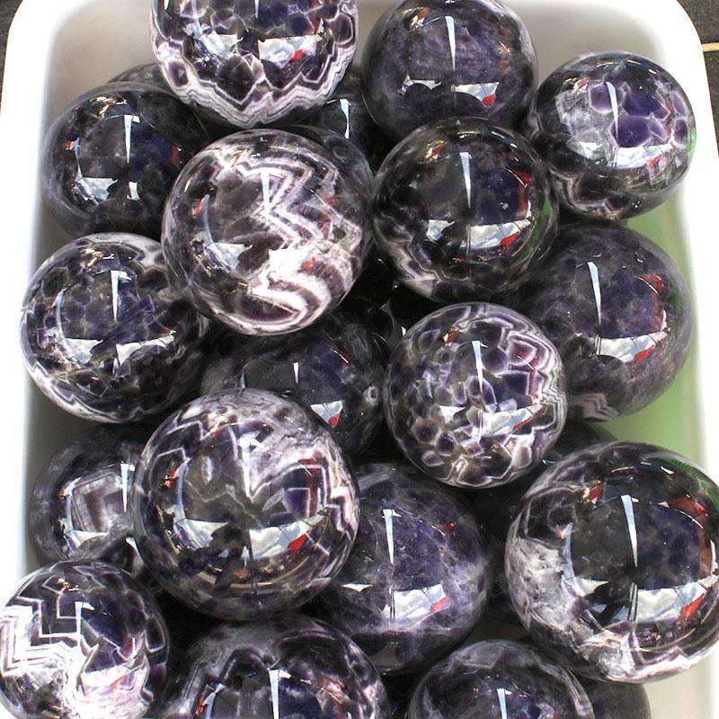 3-5in(7.5-12.7cm) amethyst chevron sphere ball -Wholesale Crystals