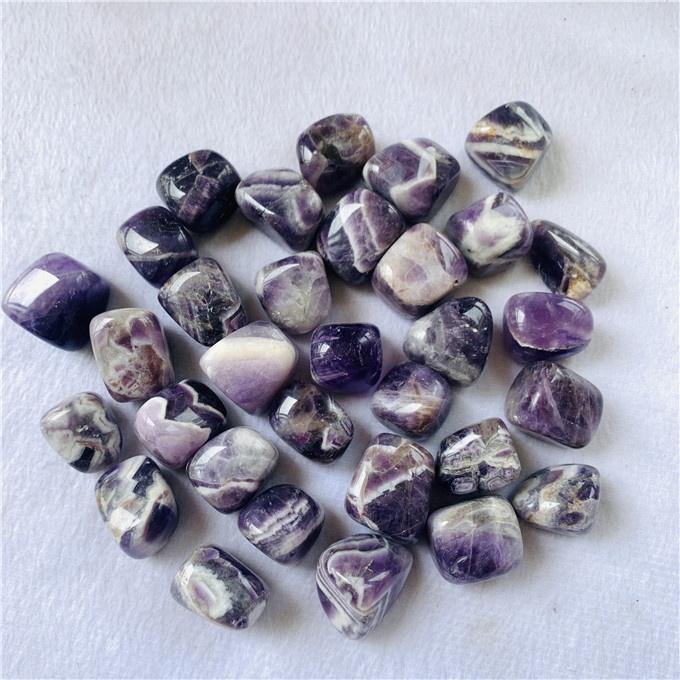 polished amethyst chevron tumbled stones -Wholesale Crystals