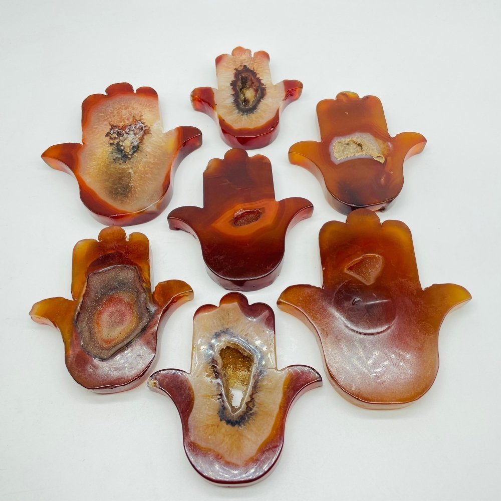 Beautiful Carnelian Geode Hamsa Hand Carving Crystal Wholesale -Wholesale Crystals