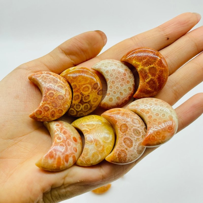 Beautiful Natural Jade Coral Moon Wholesale -Wholesale Crystals