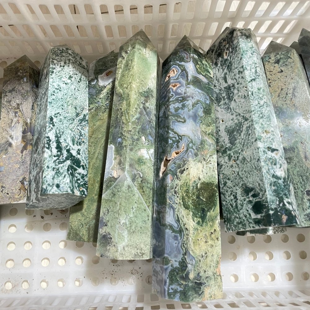 Big Moss Agate Points -Wholesale Crystals