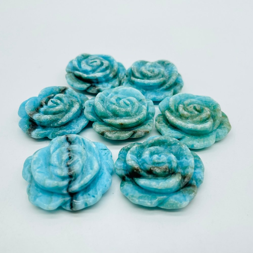 Blue Hemimorphite Rose Flower Carving Crystal Wholesale -Wholesale Crystals