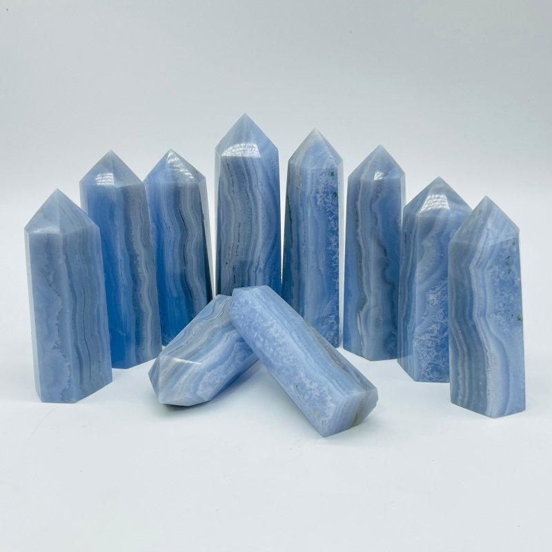 Blue Lace Agate Tower Point Crystal Wholesale -Wholesale Crystals
