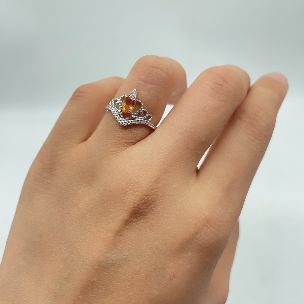 Two Styles Crown S925 Sterling Silver Citrine Crystal Ring Wholesale -Wholesale Crystals