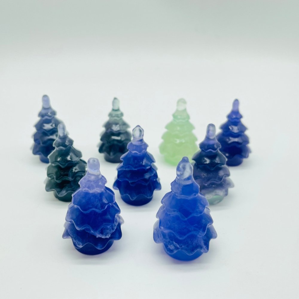 Fluorite Christmas Tree Pine Tree Carving Wholesale -Wholesale Crystals