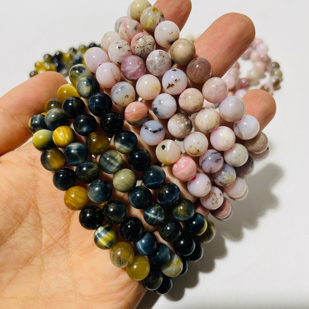 Gold Blue Tiger Eye Pink Opal Bracelet Wholesale -Wholesale Crystals