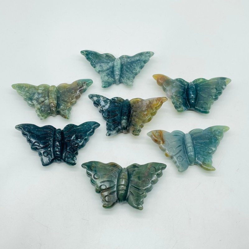 Green Ocean Jasper Beautiful Butterfly Carving Wholesale -Wholesale Crystals