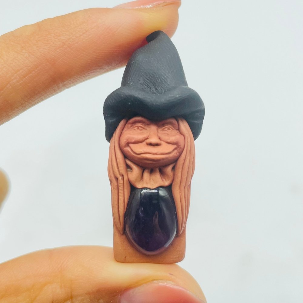 Handmade Clay Witch Pendant Wholesale Labradorite Amethyst Agate -Wholesale Crystals