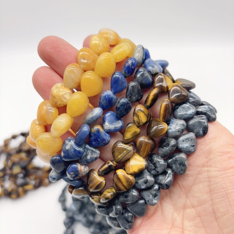 Heart Bracelet Crystal Wholesale Tiger Eye Sodalite Larvikite Yellow Agate -Wholesale Crystals