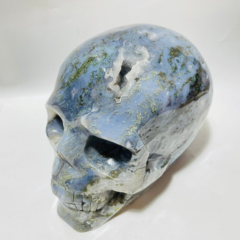 Large Moss Agate Skull Carving -Wholesale Crystals