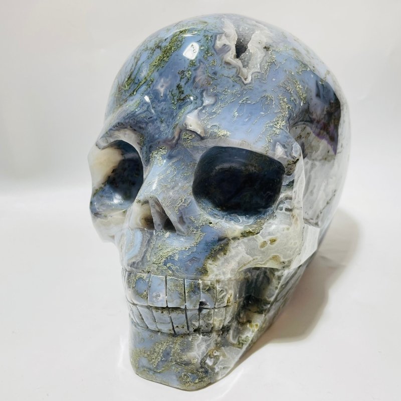Large Moss Agate Skull Carving -Wholesale Crystals