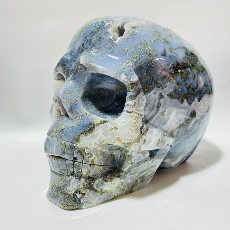Large Moss Agate Skull Carving -Wholesale Crystals