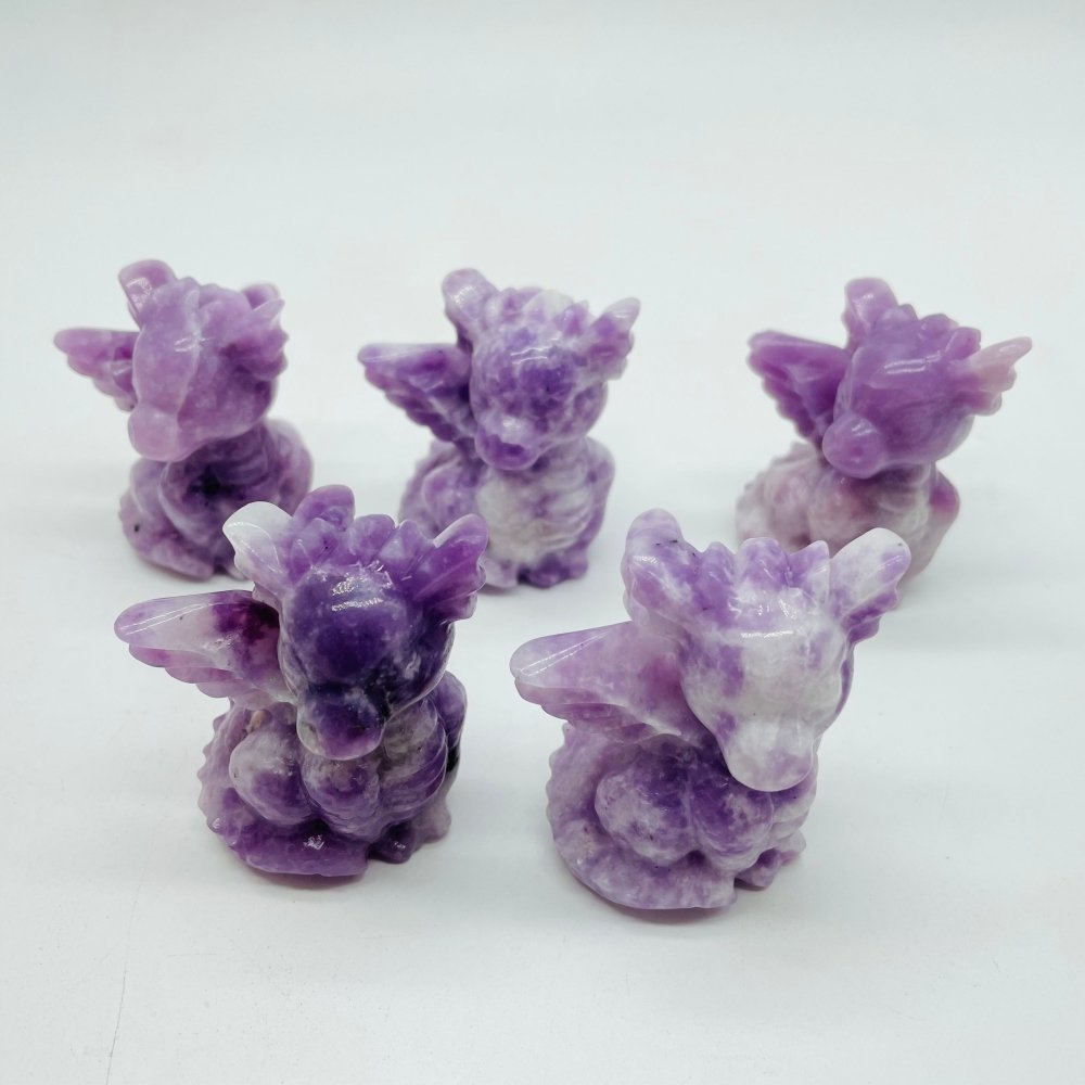 Lepidolite Garden Baby Dragon Carving Sculpture Wholesale -Wholesale Crystals