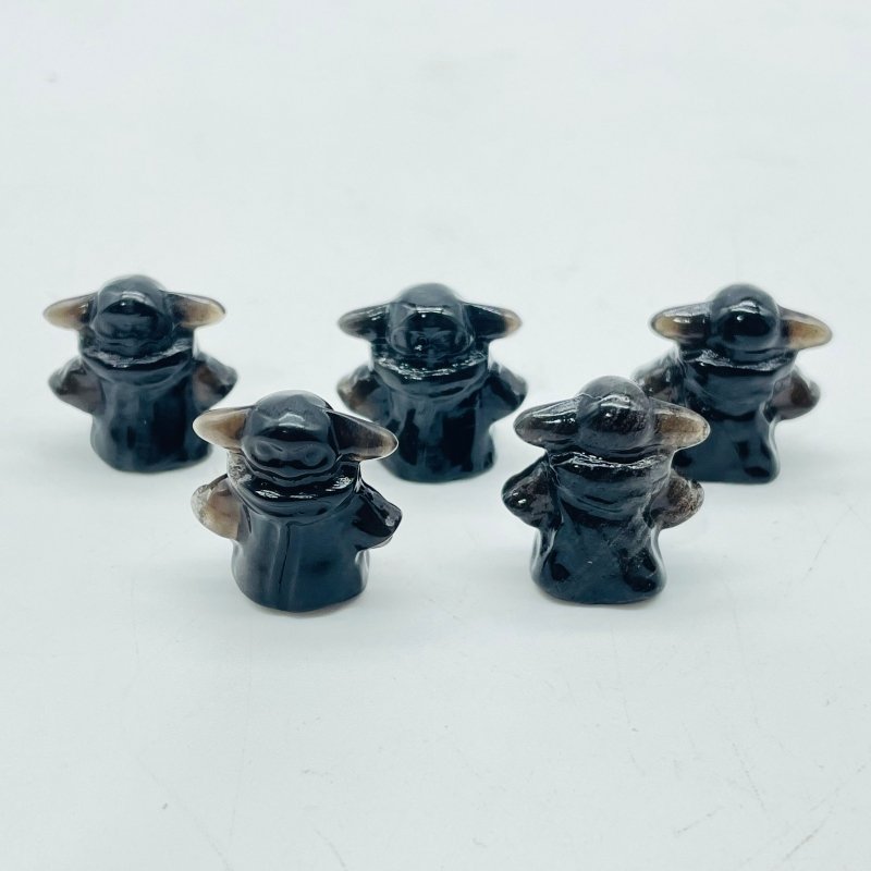 Mini Black Obsidian Yoda Star Wars Crystal Carving Wholesale - Wholesale Crystals