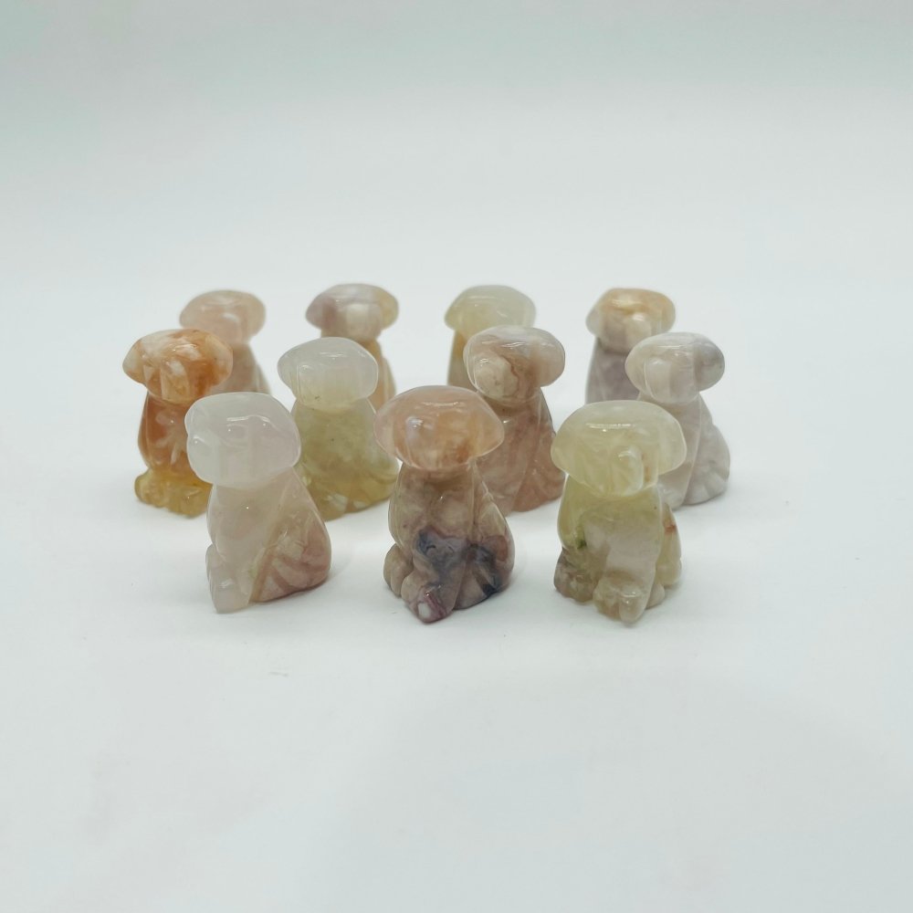 Mini Flower Agate Dog Sakura Agate Carving Wholesale -Wholesale Crystals