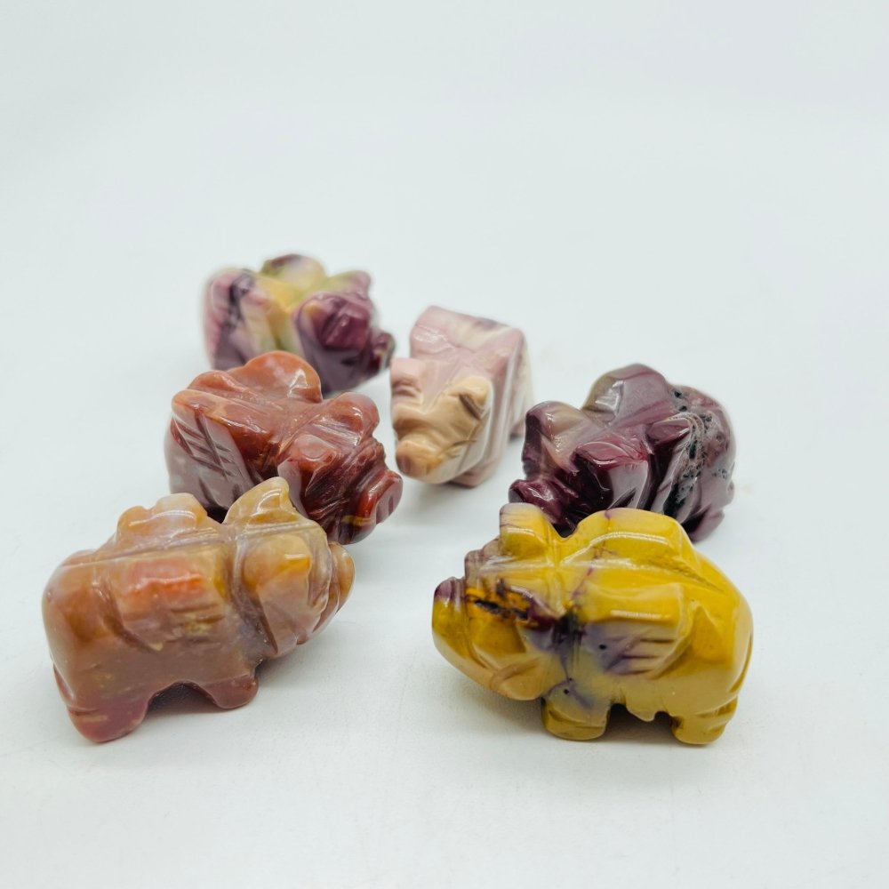 Mini Flying Pig Carving Animal Clear Quartz&Moss Agate Wholesale -Wholesale Crystals