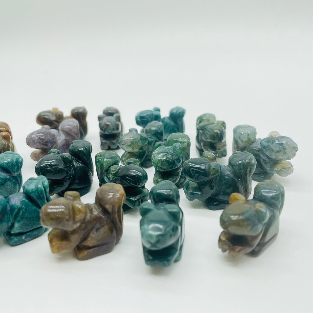 Mini Moss Jade Squirrel Carving Animals Wholesale -Wholesale Crystals