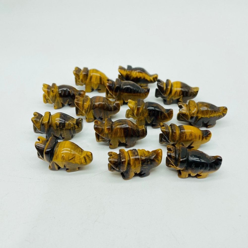 Mini Tiger Eye Three Horns Dinosaur Carving Wholesale -Wholesale Crystals