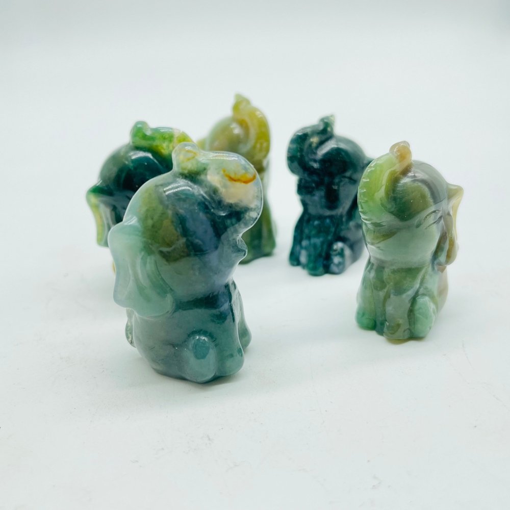 Moss Agate Elephant Crystals Carving Wholesale -Wholesale Crystals