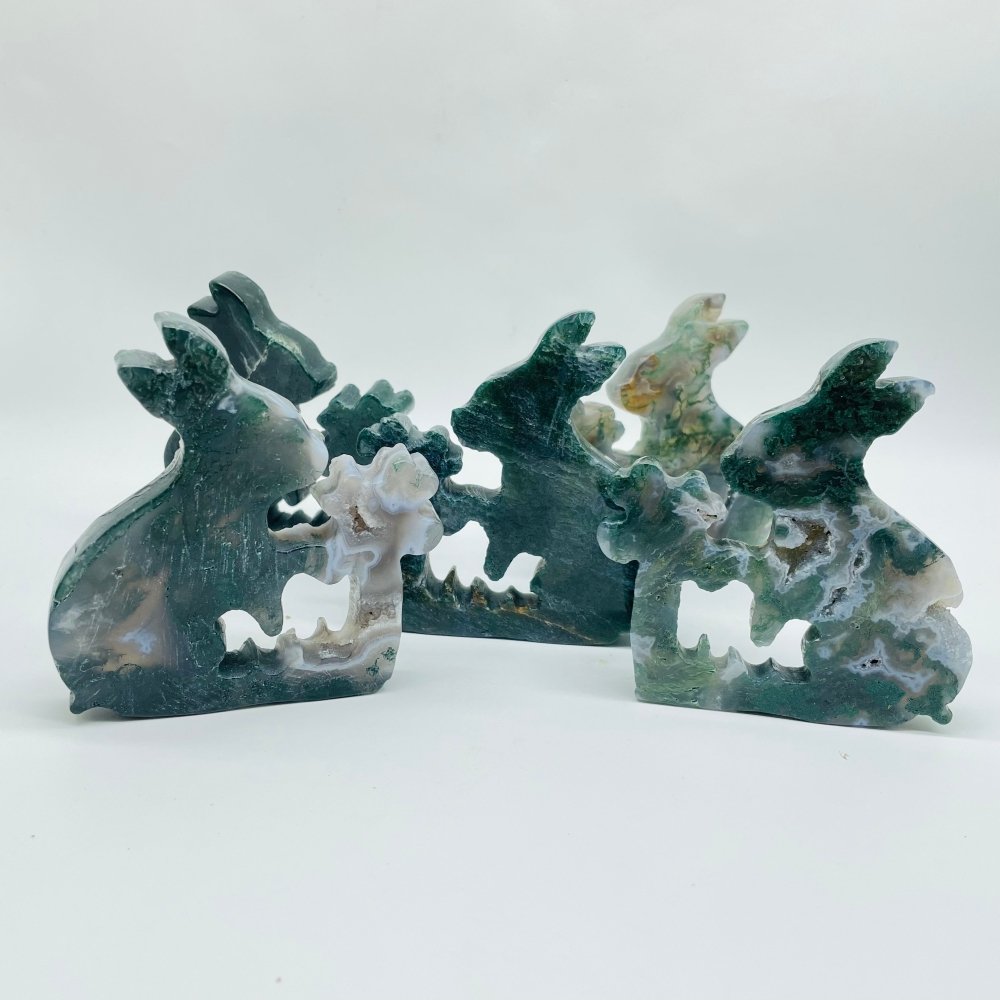 Moss Agate Rabbit Carving Wholesale -Wholesale Crystals