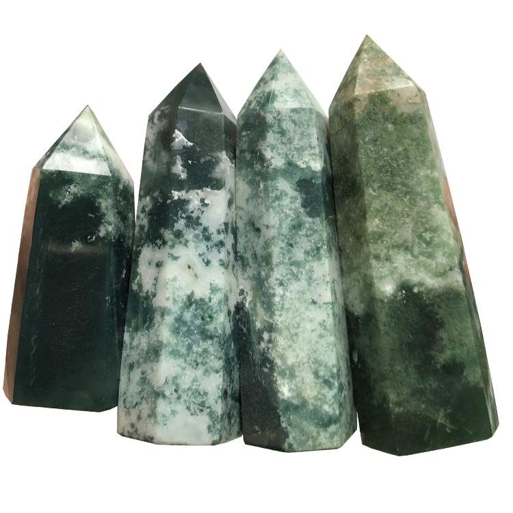 Moss Agate tower 2-3.5in(5-8.9cm) wholesale -Wholesale Crystals