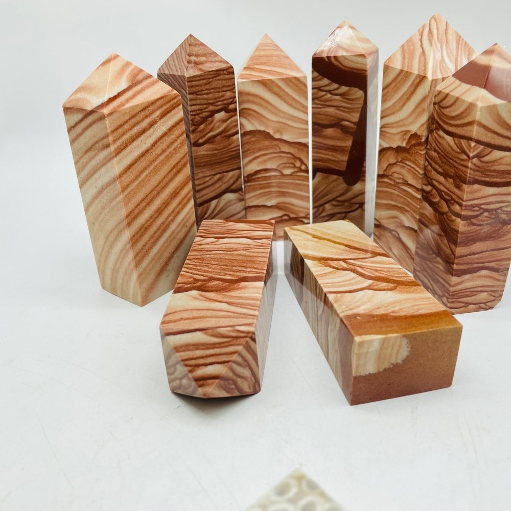 Natural Petrified Wood Four-Sided Tower Points Wholesale -Wholesale Crystals