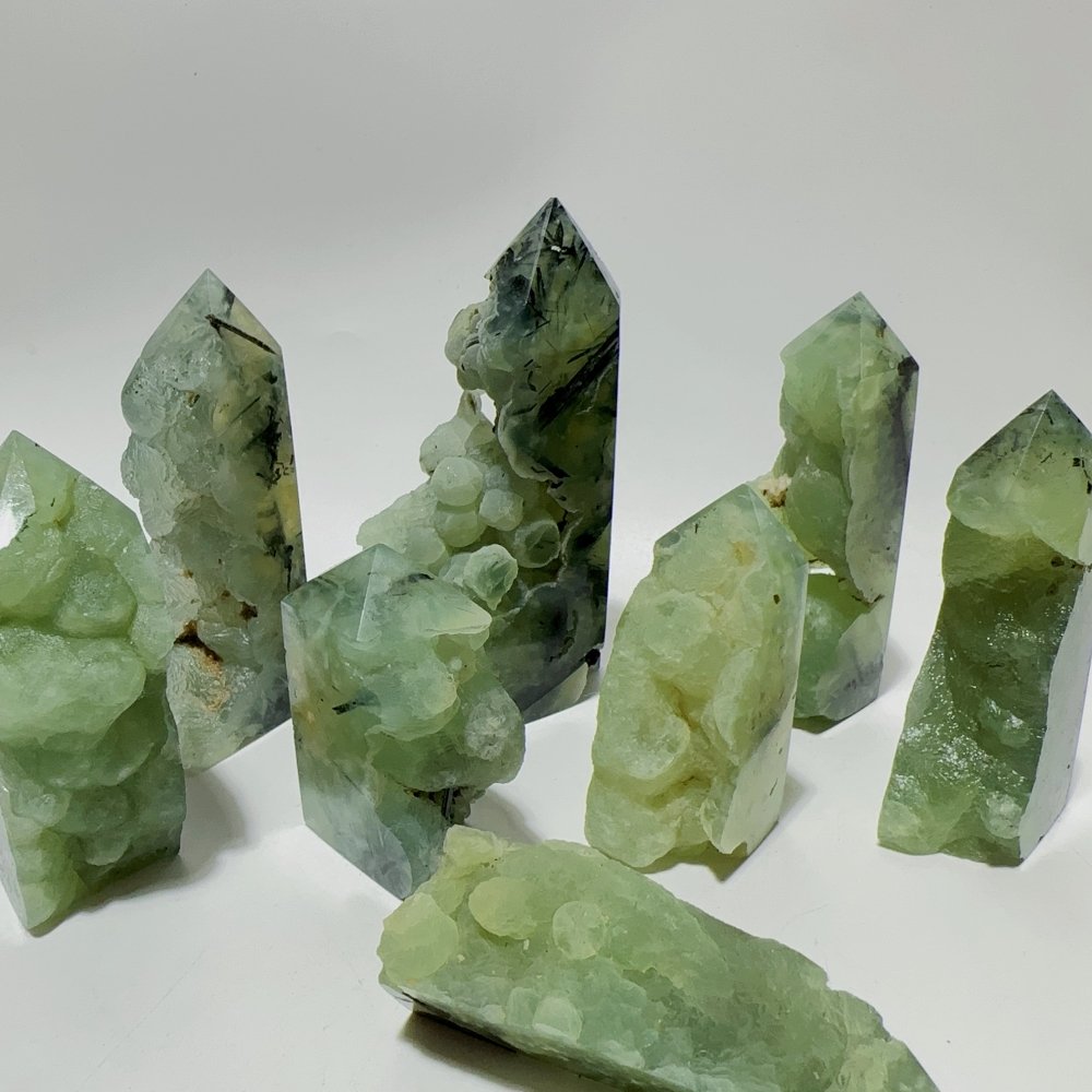 Natural Prehnite Tower One Side Raw Points Wholesale -Wholesale Crystals