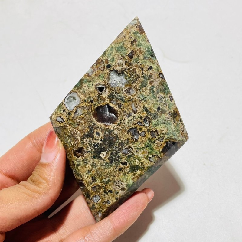 Natural Rainforest Jasper Rhombus Shaped Carving Wholesale -Wholesale Crystals