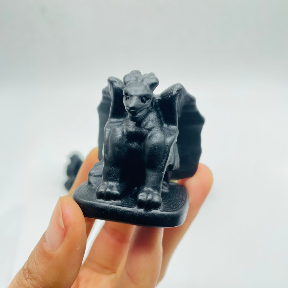 Obsidian Gargoyle With Wings On Base Carving Wholesale -Wholesale Crystals