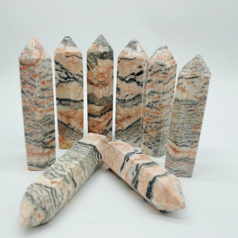 Pink Zebra Stone Tower Points Wholesale -Wholesale Crystals